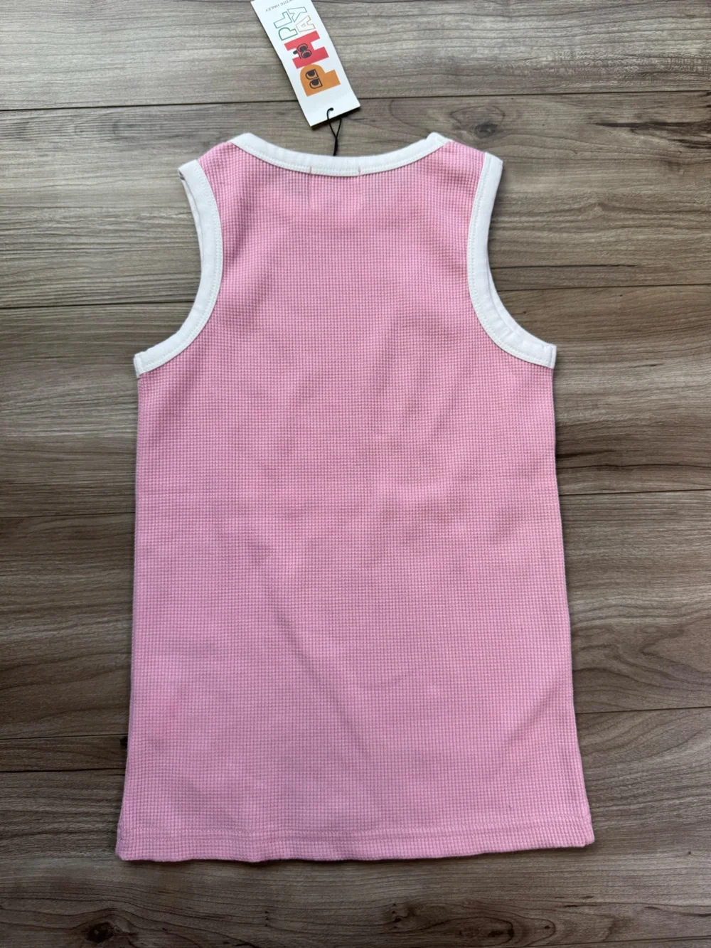 PHplay by Petite Hailey Size 10 waffle knit tank white contrast binding NEW